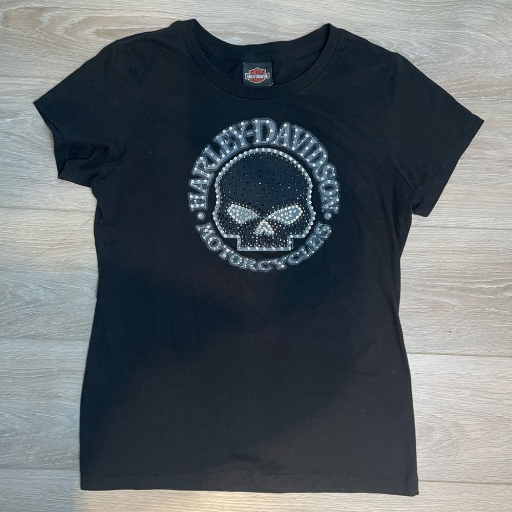 Harley-Davidson Willie G Skull Rhinestone Embellished Tee